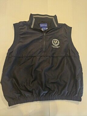 Navy Sleeveless Golf Pullover Vest withLynn University Emblem